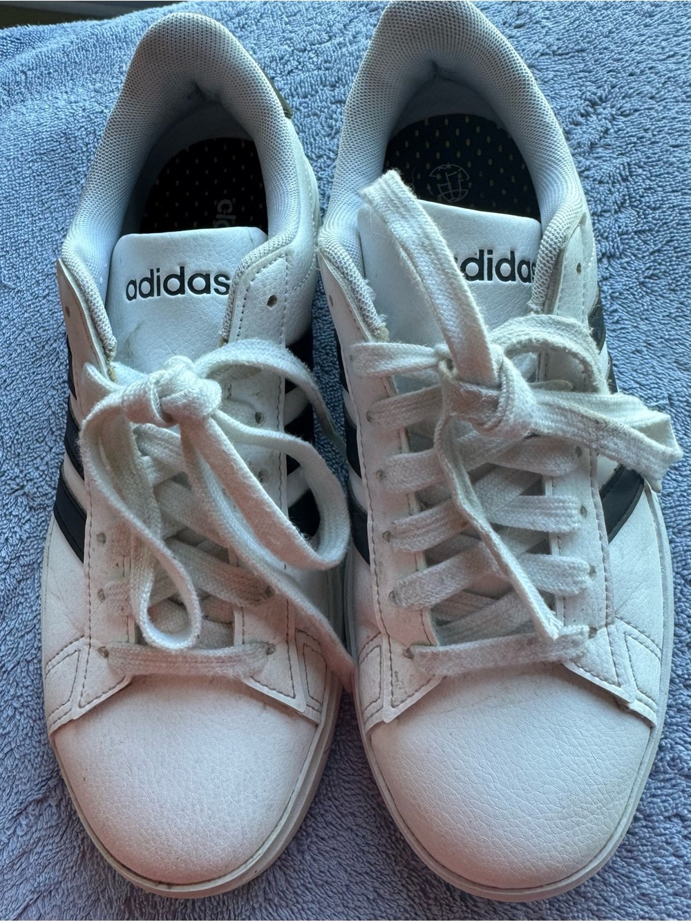 adidas White Sneakers with Black Stripes - Women's Low Top